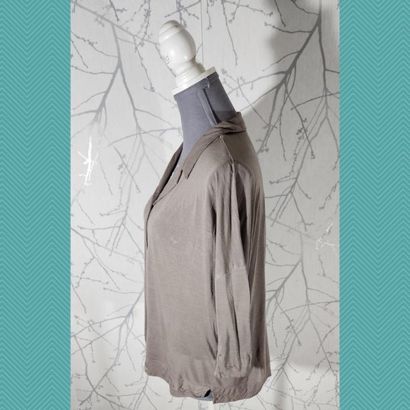 Standard James Perse Beige Taupe Jersey Knit Boxy Fit Blouse - Picture 2 of 4